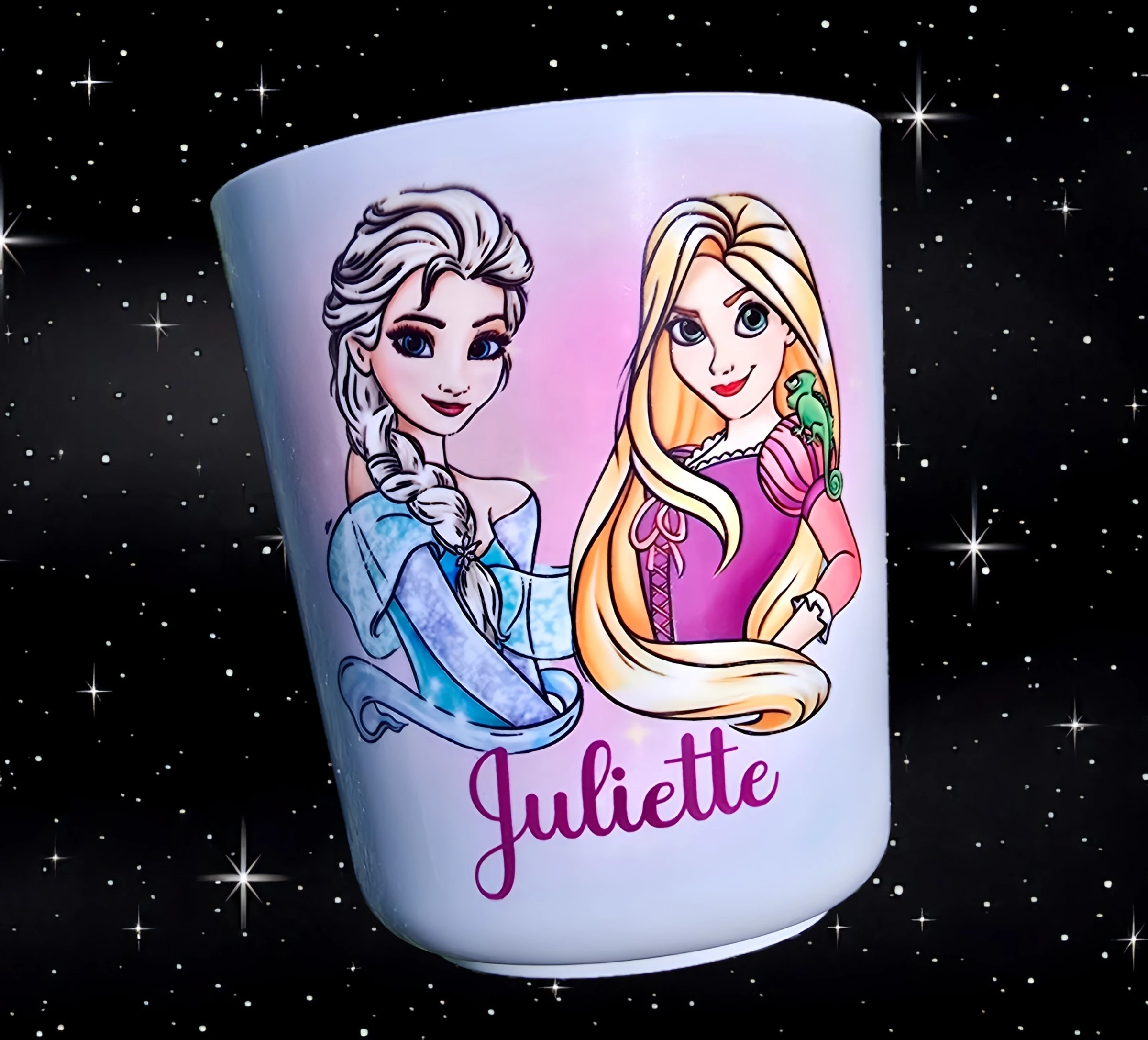 verre gobelet personnalisé reine des neiges et raiponce
